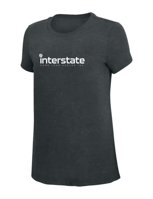 Womens Simply Soft Black Frost 4.5oz Poly/Combed Ring Spun Cotton T-Shirt w/Interstate Logo