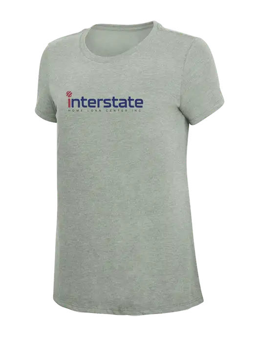 Womens Simply Soft Heathered Light Grey 4.5oz Poly/Combed Ring Spun Cotton T-Shirt w/Interstate Logo