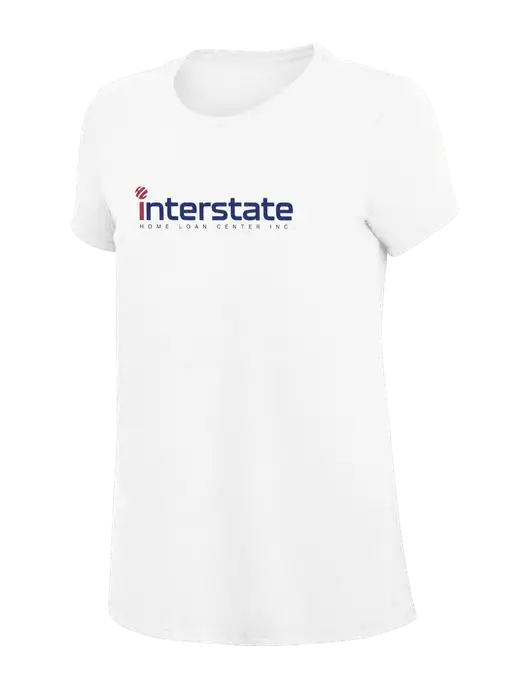 Womens Simply Soft White 4.5oz Poly/Combed Ring Spun Cotton T-Shirt
 w/Interstate Logo