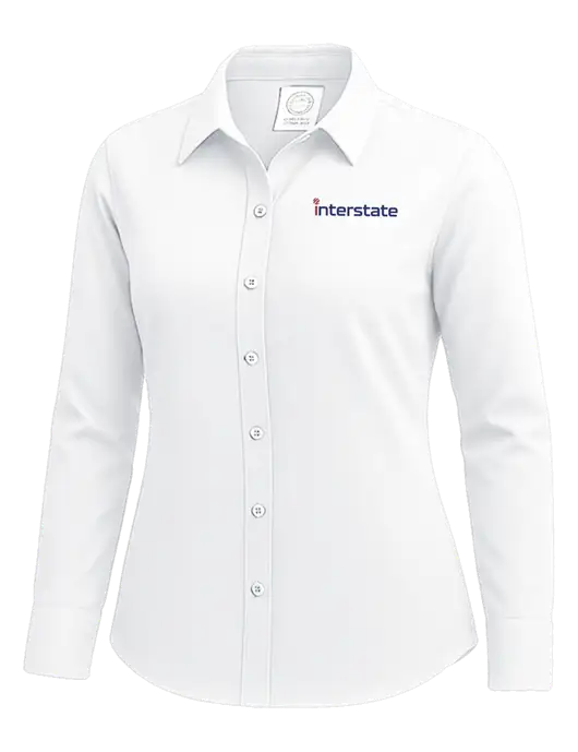 Brooks Brothers Womens White Wrinkle-Free Stretch Nailhead Shirt w/Interstate Logo