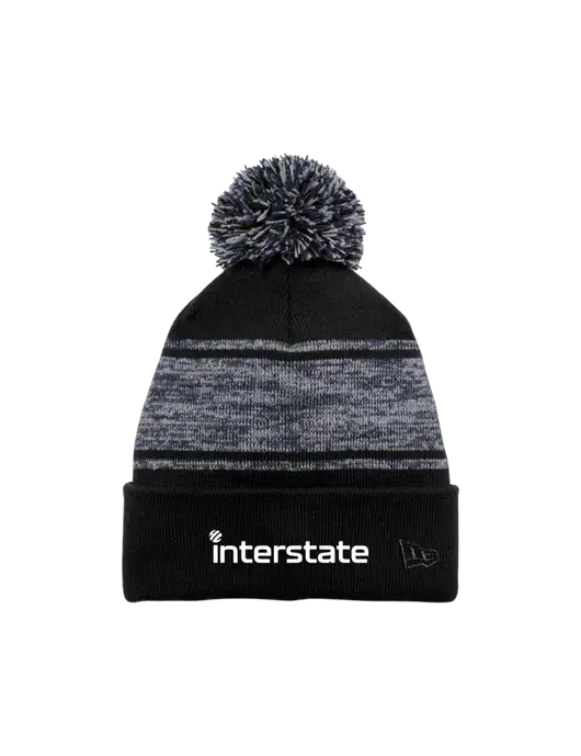New Era Black/Navy Knit Chilled Pom Beanie w/Interstate Logo