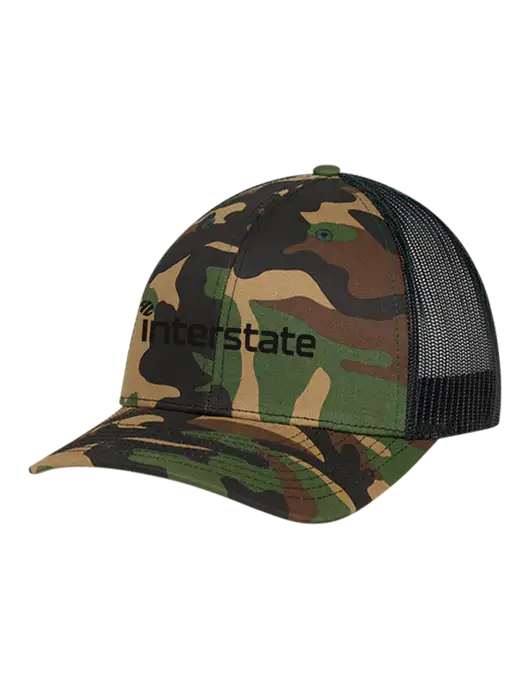 Richardson Adjustable Snapback Original 112P Trucker Cap Army Camo/Black  w/Interstate Logo