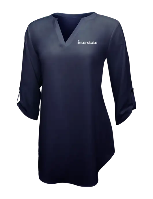 Navy Womens 3/4 Sleeve Tunic Blouse w/Interstate Logo