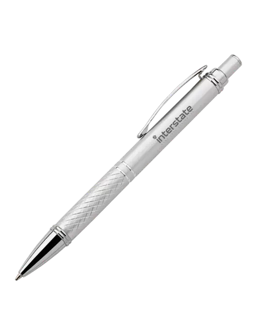 Silver Stellar Scribe Pen - Black Ink w/Interstate Logo