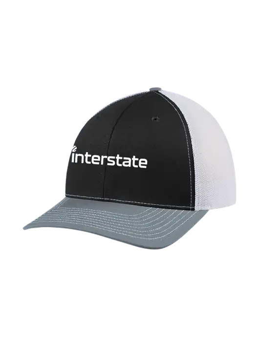 Richardson Adjustable Snapback Original 112 Trucker Cap Black/Light Heather Grey/White Mesh w/Interstate Logo
