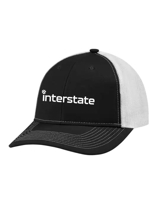Snapback Ponytail Trucker Cap Black w/White Mesh w/Interstate Logo