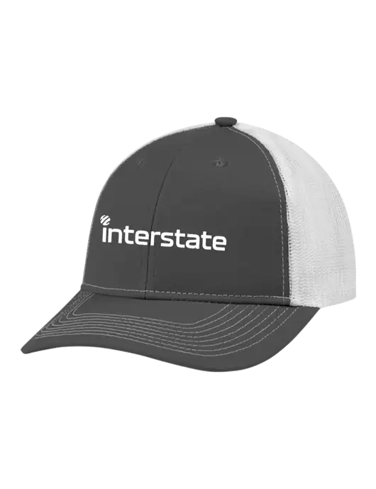 Snapback Ponytail Trucker Cap Dark Grey w/White Mesh w/Interstate Logo