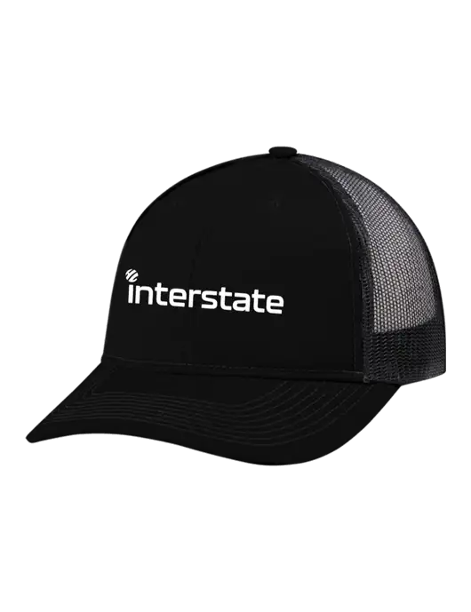 Snapback Ponytail Trucker Cap Black w/Black Mesh w/Interstate Logo