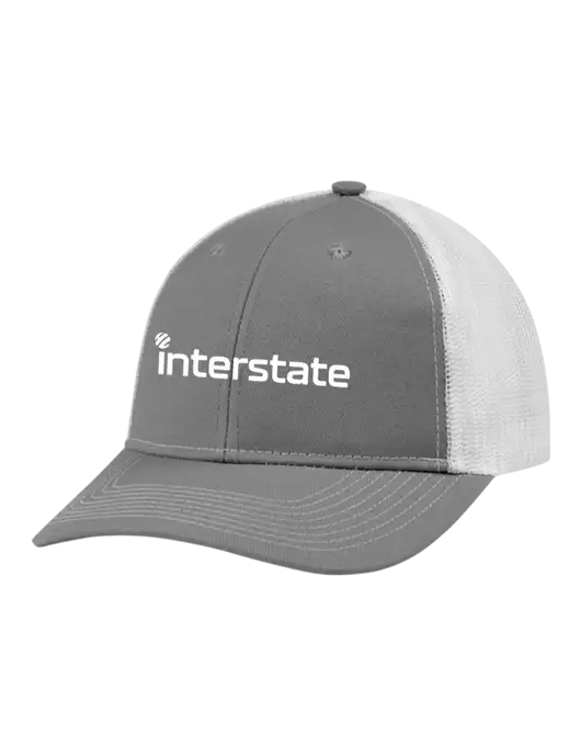 Snapback Ponytail Trucker Cap Light Medium Heather Grey w/White Mesh w/Interstate Logo