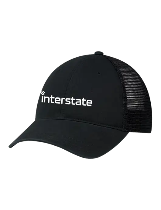 Richardson 111 Garment Washed Trucker Cap Black w/Black Mesh w/Interstate Logo