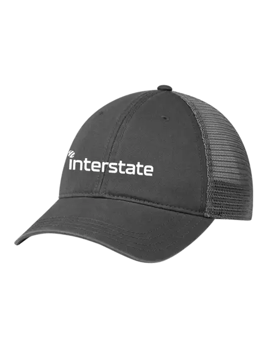 Richardson 111 Garment Washed Trucker Cap Charcoal w/Charcoal Mesh w/Interstate Logo