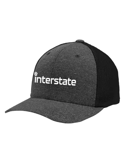 Flexfit Black/Dark Charcoal Heather Melange Mesh Back Trucker Cap w/Interstate Logo