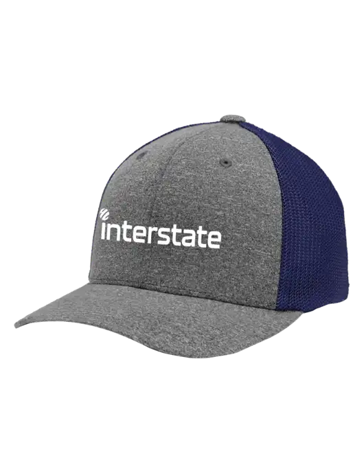 Flexfit Navy/Medium Grey Heather Melange Mesh Back Trucker Cap w/Interstate Logo