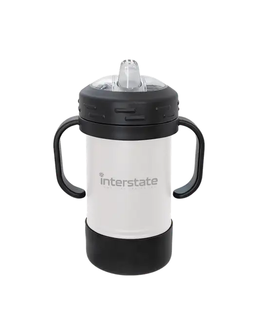 Polar Camel 10 oz Powder Coated White Sippy Cup w/Interstate Logo