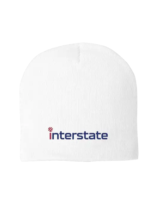 Solid White Element Knit Beanie w/Interstate Logo