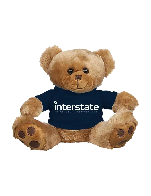 8 1/2 Cuddly Brown Bear With Navy T-Shirt w/Interstate Logo