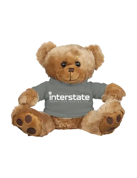 8 1/2 Cuddly Brown Bear With Heather Grey T-Shirt w/Interstate Logo