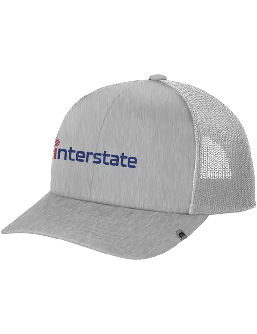 TravisMathew Light Medium Grey Heather Cruz Trucker Cap w/Interstate Logo