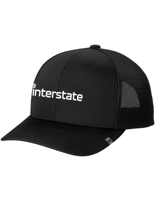 TravisMathew Black Cruz Trucker Cap w/Interstate Logo