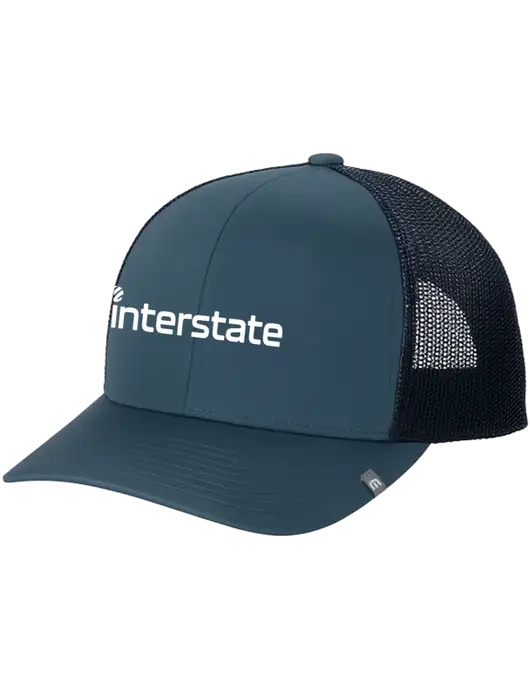 TravisMathew Dark Slate Blue Cruz Trucker Cap w/Interstate Logo