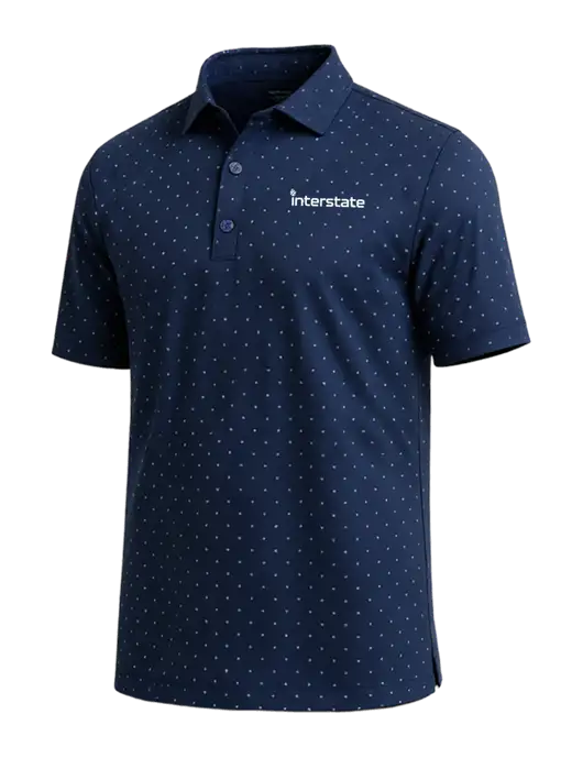 Callaway Micro Chev Dark Navy Print Polo w/Interstate Logo