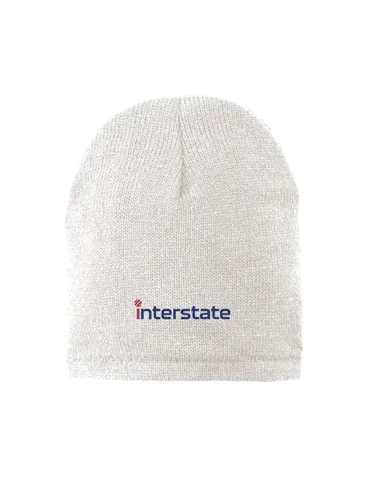 White Fleece-Lined Beanie Cap w/Interstate Logo