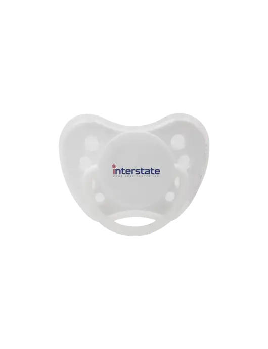 Silicone White Pacifier with Clear Cover w/Interstate Logo