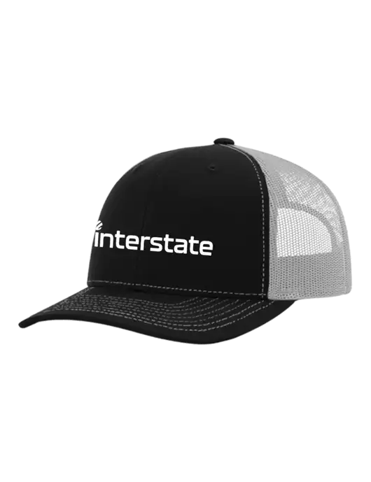 Richardson Adjustable Snapback Original 112 Trucker Cap Black w/White Mesh w/Interstate Logo