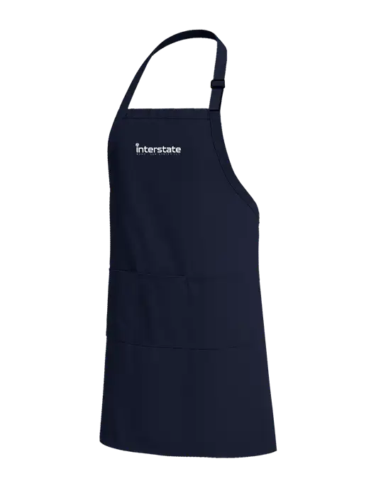 Easy Care Extra Long Bib Navy Apron with Stain Release w/Interstate Logo