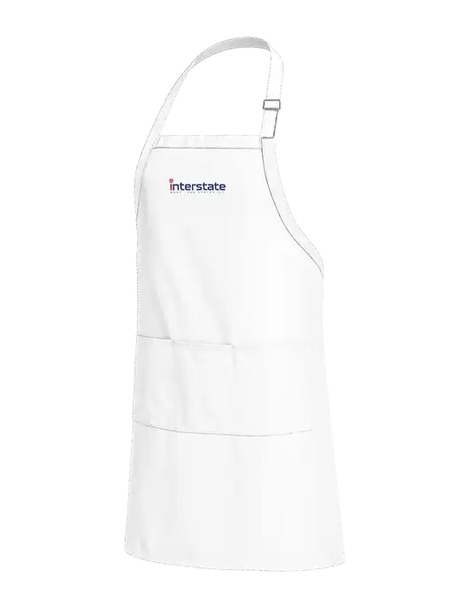 Easy Care Extra Long Bib White Apron with Stain Release w/Interstate Logo