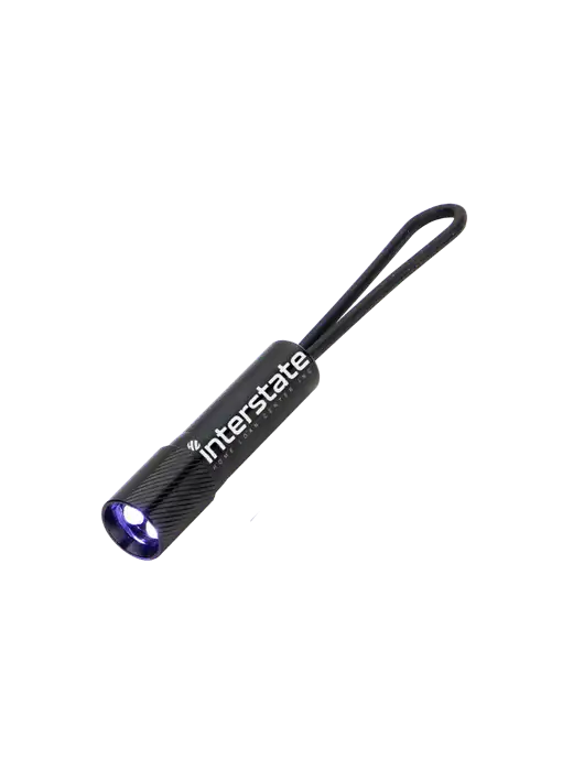 Mini Black LED Flashlight with Silicone Loop w/Interstate Logo