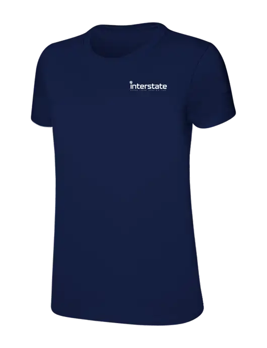 Womens Ring Spun Navy 4.5 oz T-Shirt w/Interstate Logo