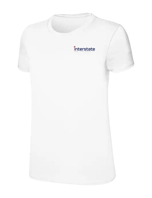 Womens Ring Spun White 4.5 oz T-Shirt w/Interstate Logo