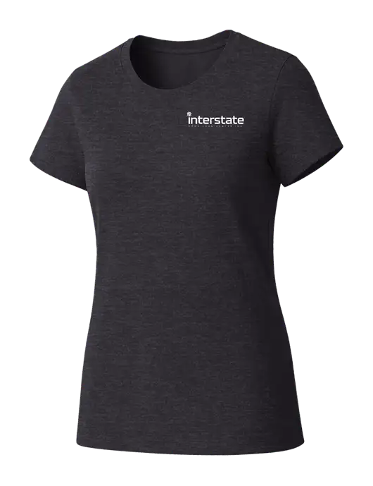 Womens Seriously Soft Heathered Charcoal T-Shirt w/Interstate Logo