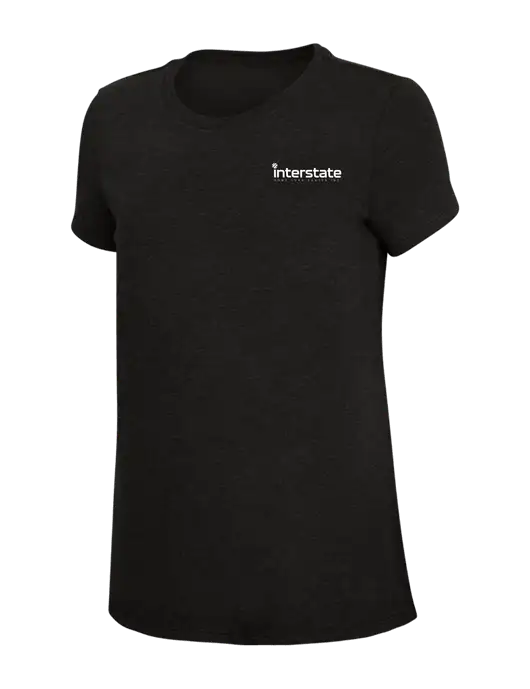 Womens Simply Soft Black 4.5oz Poly/Combed Ring Spun Cotton T-Shirt w/Interstate Logo