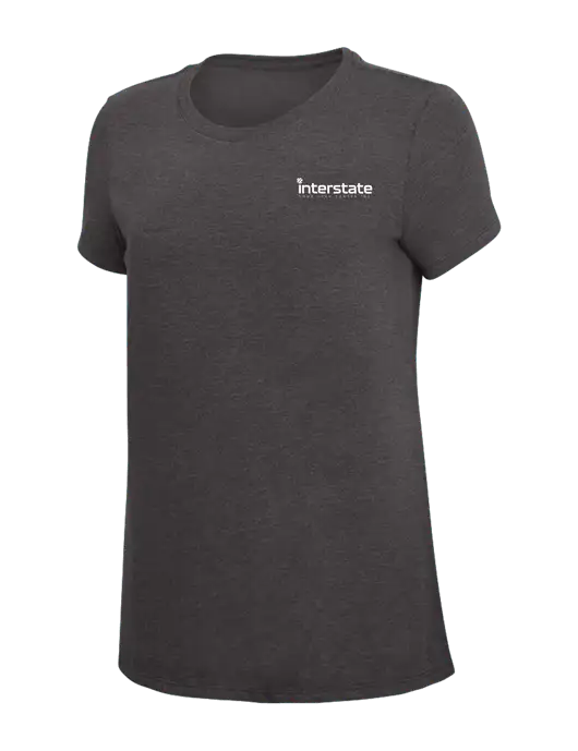 Womens Simply Soft Heather Charcoal 4.5oz  Poly/Combed Ring Spun Cotton T-Shirt w/Interstate Logo
