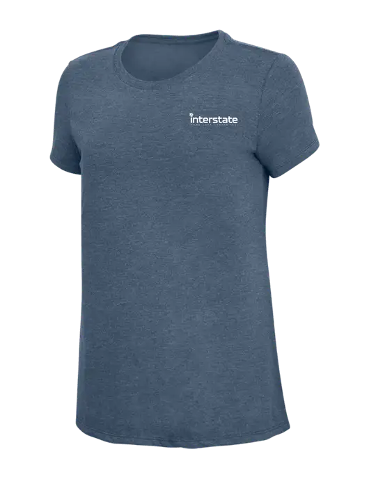 Womens Simply Soft Navy Frost 4.5oz  Poly/Combed Ring Spun Cotton T-Shirt w/Interstate Logo