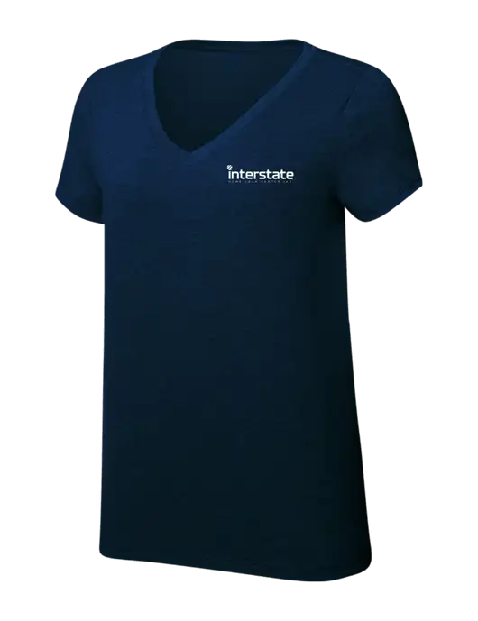Womens Simply Soft V-Neck New Navy 4.5oz  Poly/Combed Ring Spun Cotton T-Shirt w/Interstate Logo