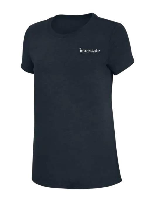 Womens Simply Soft Navy 4.5oz Poly/Combed Ring Spun Cotton T-Shirt w/Interstate Logo
