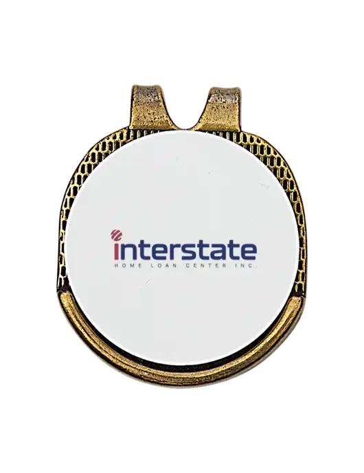 Antique Gold Hat Clip w/Golf Ball Marker w/Interstate Logo