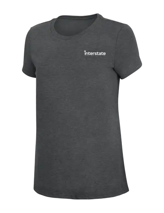 Womens Simply Soft Charcoal 4.5oz Poly/Combed Ring Spun Cotton T-Shirt w/Interstate Logo