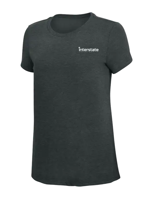 Womens Simply Soft Black Frost 4.5oz Poly/Combed Ring Spun Cotton T-Shirt w/Interstate Logo
