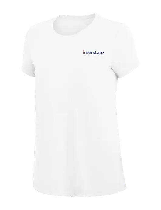 Womens Simply Soft White 4.5oz Poly/Combed Ring Spun Cotton T-Shirt
 w/Interstate Logo