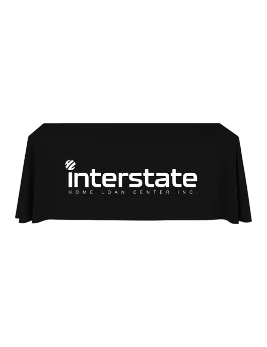 6' Stain-Resistant 4-Sided Black Table Cover w/Interstate Logo