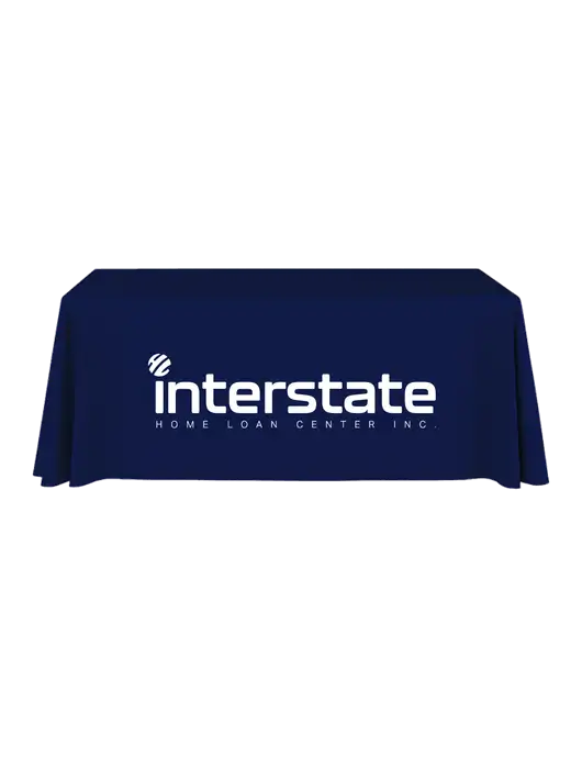 6' Stain-Resistant 4-Sided Dark Navy Table Cover w/Interstate Logo