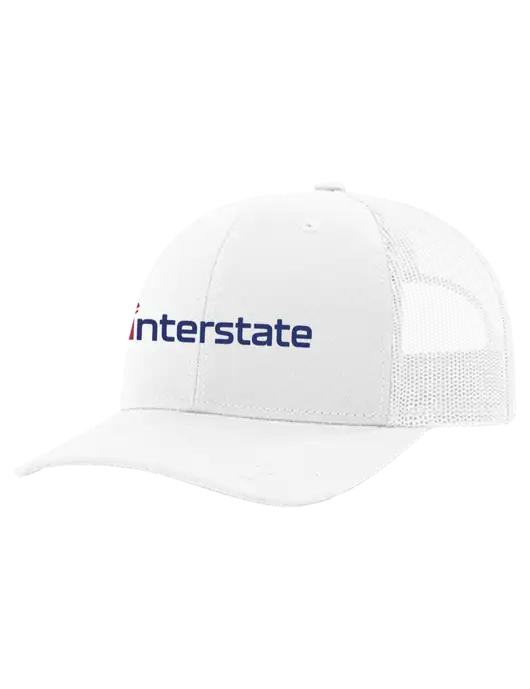 Richardson 112+ R-Flex White Trucker Cap w/White Mesh w/Interstate Logo
